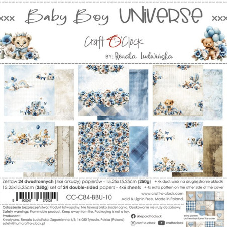 Craft o' Clock Baby Boy Universe Paper Collection Set 15x15cm 24fg