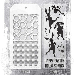 Stampers Anonymous Mixed Media Bunny Hop Tim Holtz Clear Stamp and Stencil