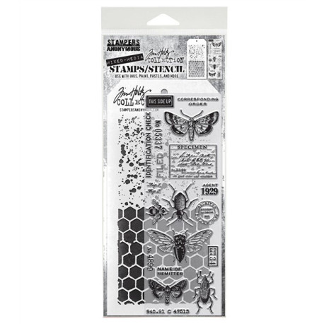 Stampers Anonymous Mixed Media 11 Tim Holtz Clear Stamp and Stencil