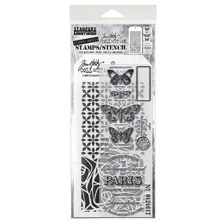 Stampers Anonymous Mixed Media 20 Tim Holtz Clear Stamp and Stencil