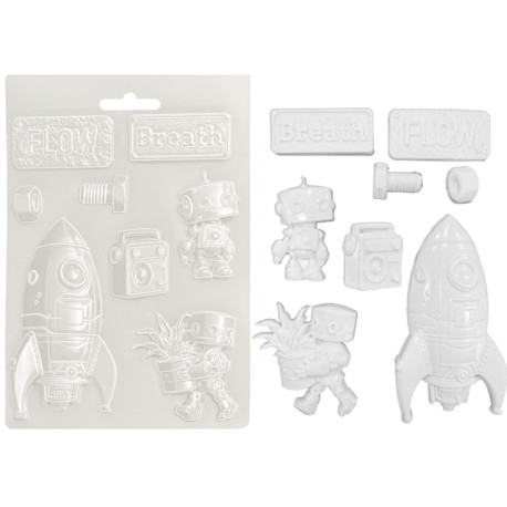 Stamperia A New Beginning A5 Soft Mould Spaceship and Robot