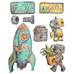 Stamperia A New Beginning A5 Soft Mould Spaceship and Robot