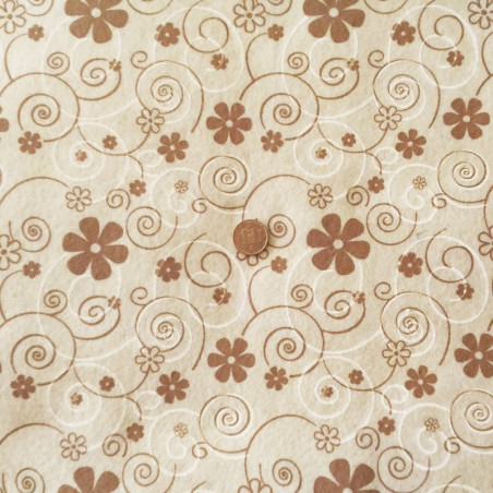 Pannolenci Stampato Fiori Beige e Marrone