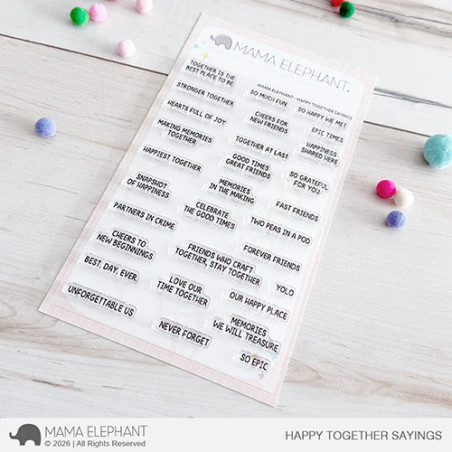 Mama Elephant HAPPY TOGETHER SAYINGS Clear Stamp