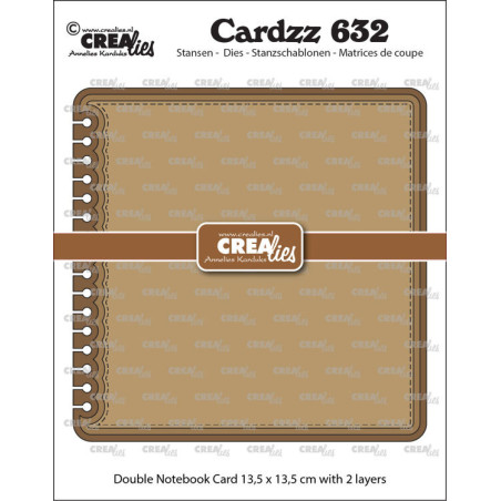 Crealies Cardzz Dies no. 632 Double Card Notebook 13,5 x 13,5 cm with Rounded Corners