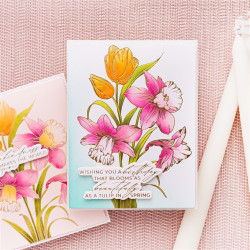 Spellbinders Yana's Tulips Press + Foil Plate and Stencil Bundle Tulips and Daffodils