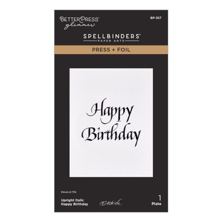 Spellbinders Upright Italic Everyday Sentiments Press + Foil Plate Happy Birthday