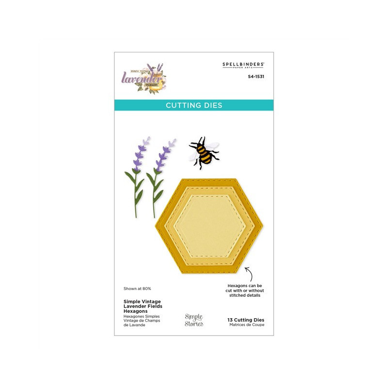 Spellbinders Simple Vintage Lavender Fields Etched Dies Hexagons