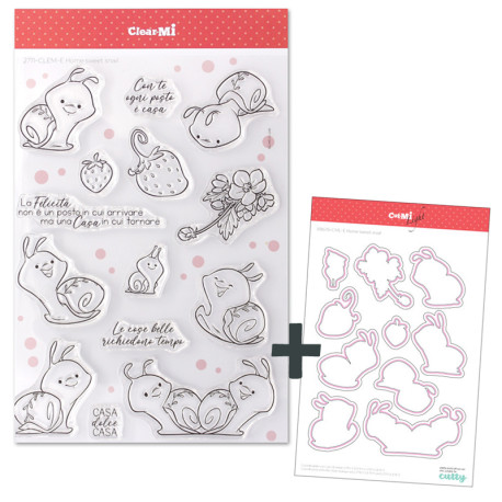SET Fustelle Cut-Mi 88678-CML-E e Timbro 2711-CLEM-E Home sweet snail