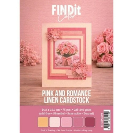 Linen Cardstock A5 Pink and Romance 75 FOGLI