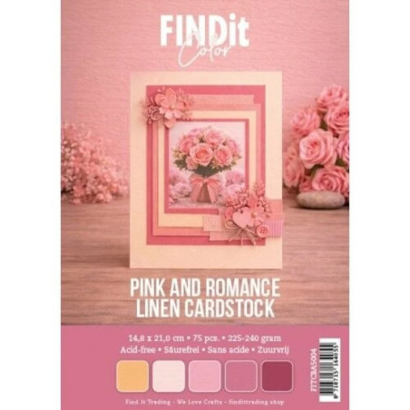 Linen Cardstock A5 Pink and Romance 75 FOGLI
