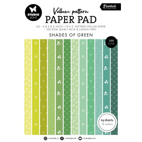 Studio Light Shades of Green A5 Vellum Pattern Paper Pad