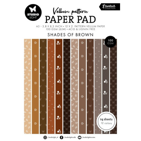 Studio Light Shades of Brown A5 Vellum Pattern Paper Pad