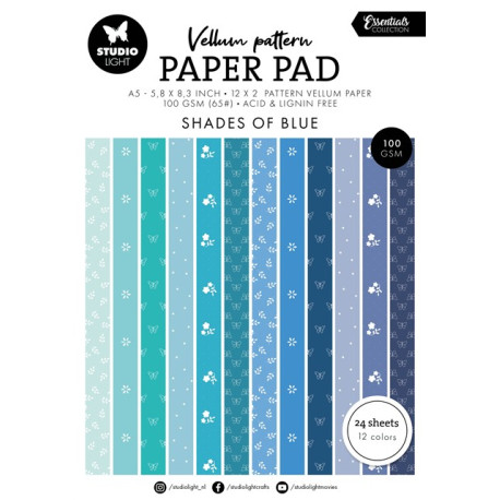 Studio Light Shades of Blue A5 Vellum Pattern Paper Pad