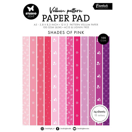 Studio Light Shades of Pink A5 Vellum Pattern Paper Pad
