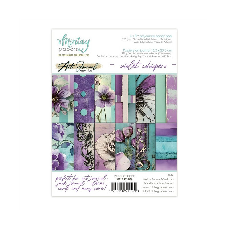 Mintay Papers Art Journal Paper Pad Violet Whispers 15x20cm