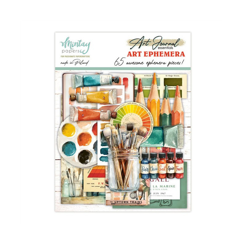 Mintay Papers Art Journal Ephemera Pack Art 65pezzi