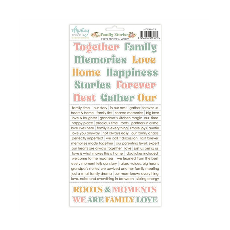 Mintay Papers Family Stories Paper Stickers Words