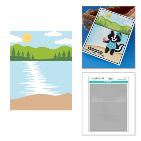 Spellbinders Summer Camp Layered Stencil Lakeside Memories 4pz