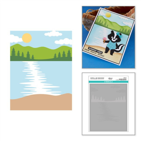Spellbinders Summer Camp Layered Stencil Lakeside Memories 4pz