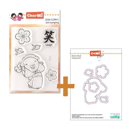 SET Timbro Clear-Mi 2556 + Fustelle 88520 Girl Jumping