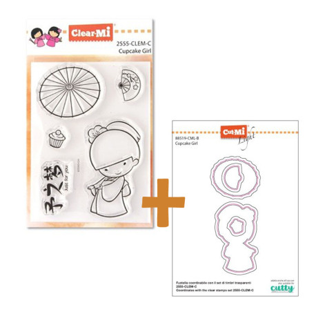 SET Timbro Clear-Mi 2555 + Fustelle 88519 Cupcake Girl