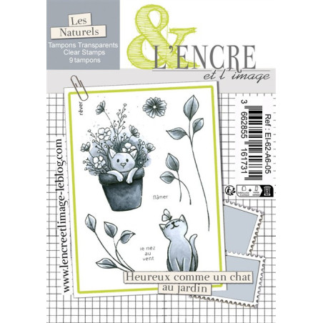 L'Encre et l'Image Happy Cat in the Garden Clear Stamp