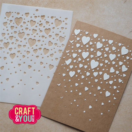 Craft&You Floating Hearts A6 Stencil
