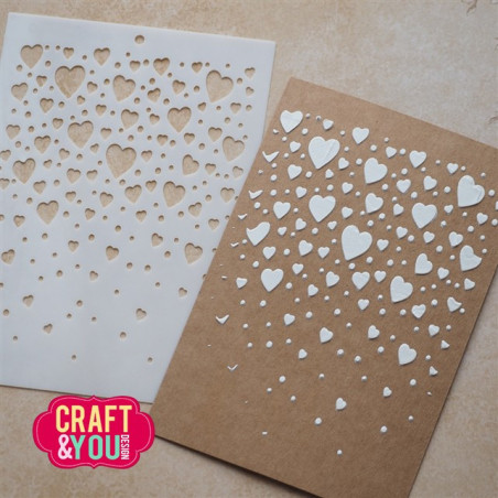 Craft&You Floating Hearts A6 Stencil