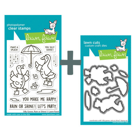 LAWN FAWN Silly Goose, Rain or Shine SET timbro+fustelle