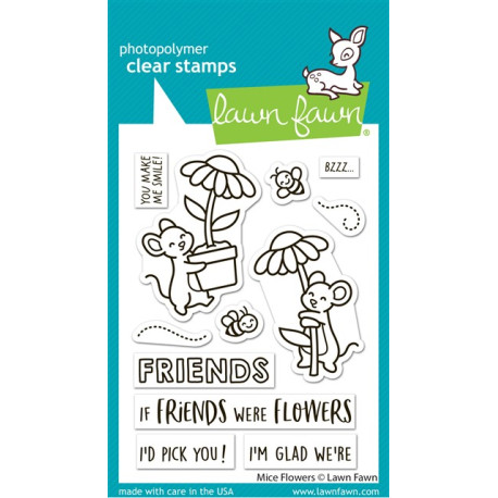 LAWN FAWN Mice Flowers Clear Stamps