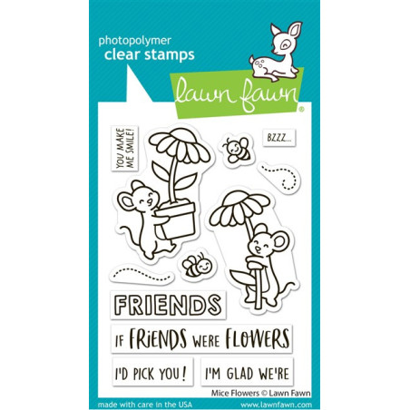 LAWN FAWN Mice Flowers Clear Stamps