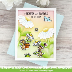 LAWN FAWN Mice Flowers SET timbro+fustelle