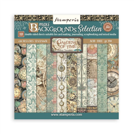 Stamperia Gardens of Time MAXI Backgrounds Paper Pack 30x30cm