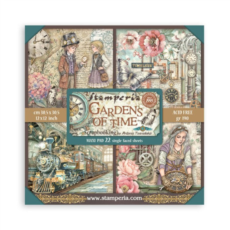 Stamperia Gardens of Time MAXI Single Face Paper Pack 30x30cm