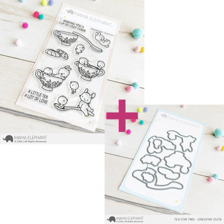Mama Elephant TEA FOR TWO SET Clear Stamp + CUTS