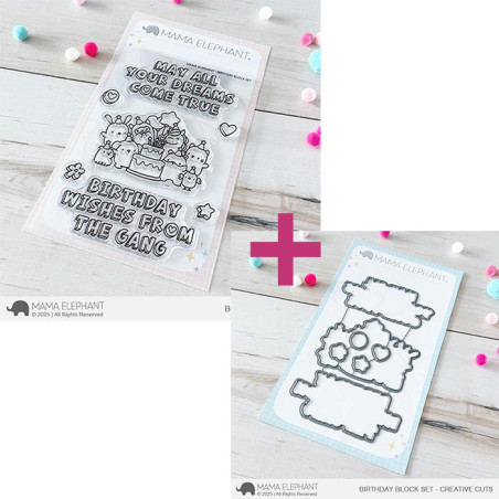 Mama Elephant Birthday Block SET Clear Stamp + CUTS