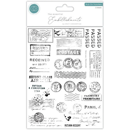 Craft Consortium The Collector Rub on Transfers Postage