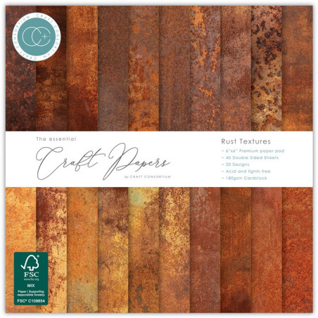 Craft Consortium Premium Paper Pad Rust Textures 15x15cm