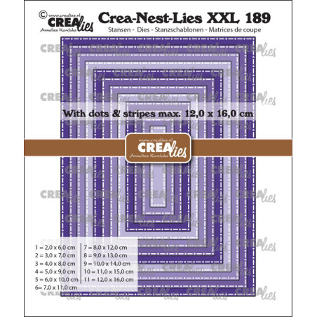 Crealies Crea-Nest-Lies XXL dies no. 189 Rectangles with dots and stripes