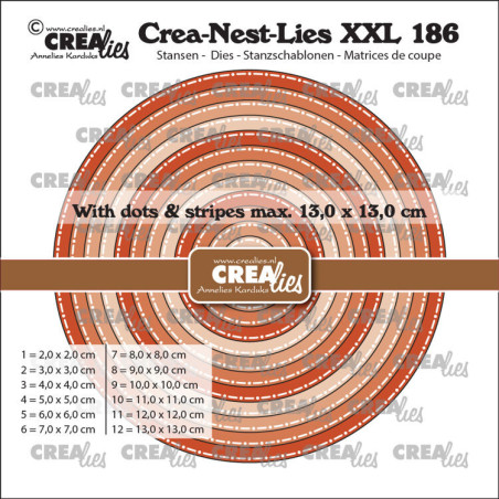 Crealies Crea-Nest-Lies XXL dies no. 186 Circles with dots and stripes