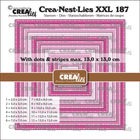 Crealies Crea-Nest-Lies XXL dies no. 187 Squares with dots and stripes