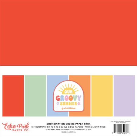 Echo Park Our Groovy Summer Coordinating Solids Paper Pack 30x30cm