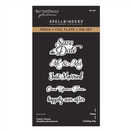 Spellbinders Classic Mouse Wedding Press + Foil Plate & Die Set Sentiments by Spellbinders