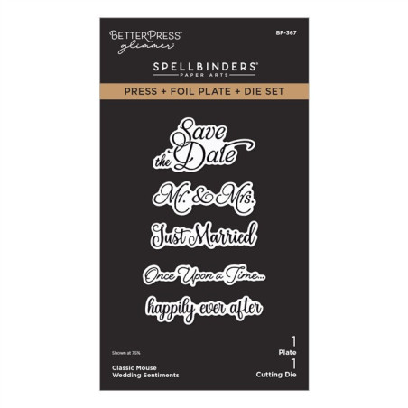 Spellbinders Classic Mouse Wedding Press + Foil Plate & Die Set Sentiments by Spellbinders