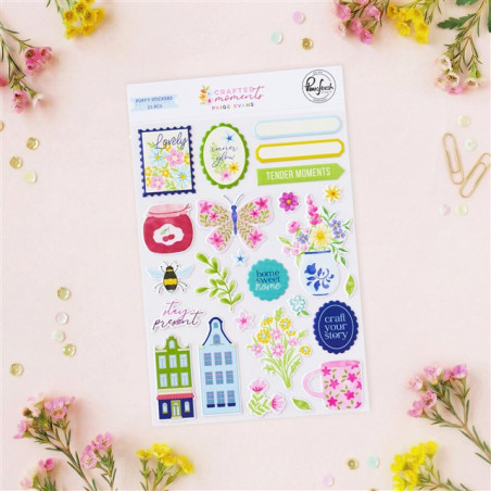 Pinkfresh Studio Crafted Moments Puffy Stickers by Paige Evans 25pz