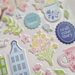 Pinkfresh Studio Crafted Moments Puffy Stickers by Paige Evans 25pz