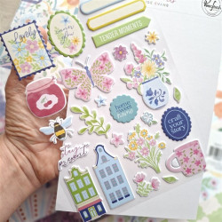 Pinkfresh Studio Crafted Moments Puffy Stickers by Paige Evans 25pz