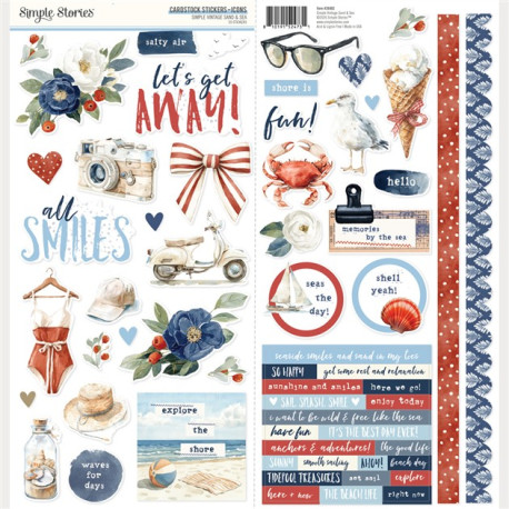 Simple Stories Simple Vintage Sand & Sea Cardstock Stickers 30x30cm