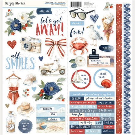 Simple Stories Simple Vintage Sand & Sea Cardstock Stickers 30x30cm